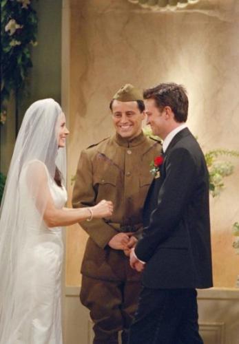 friends - the one in whcih chandeler and monica get married with joey as the minister.