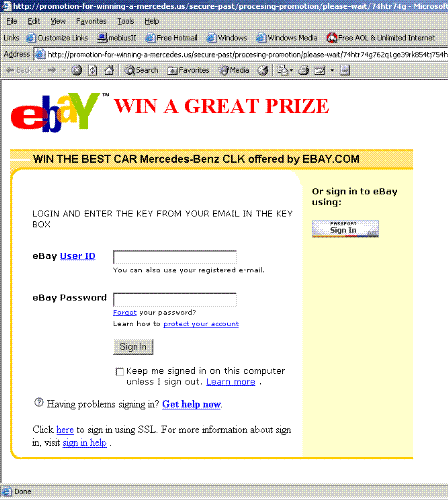 ebay - ebay login page as displayed on the screen.