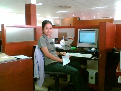 office cubicle - me at one of our cubicles