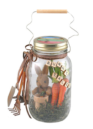 Springtime Bunny - I found this on the Ball Canning website. Wanted to share it with you. I am going to make a special trip the to the hobby store today to get the parts I need. :)