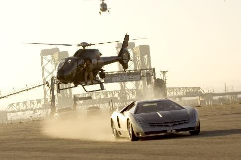 The Island - Chopper chasing a car.