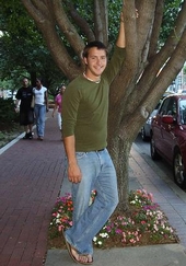 Bricktown - Me posing by a tree in Bricktown