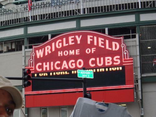 Wrigley Field - Wrigley Field sign after the game.