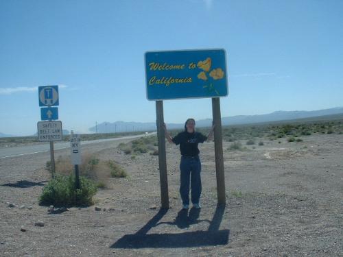 California Sign - Michelle stopped in front of the sign entering Death Valley in California.