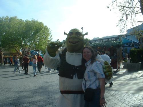 Michelle and Shrek - I really am just a kidd at heart. Here I am again with Shrek at Universal Studios, in California.
