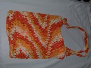bag - orange crochted bag, this is the first bag I made.