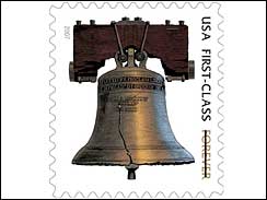 Liberty Bell - The liberty bell on the postage stamp