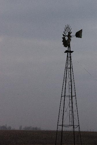 Windmill - Windmill at Illinois farm on a cloudy day in early spring.