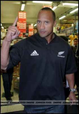 The Rock - Dressed in an All Black Rugby Jersey