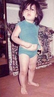 baby  - this is the picture of kareena kapoor as a kid , she is roly poly baby .