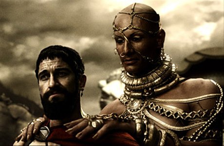 leonidas and xerxes - the great Leonidas showing his bravery against Xerxes, does size matters??... i think it doesnt.