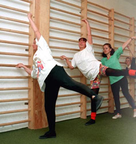 group exercising - waman small group exercising