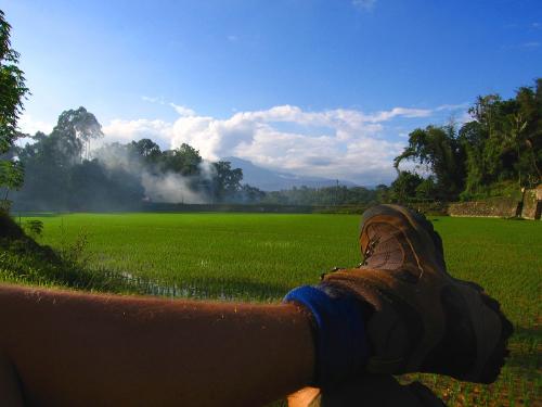 Tana Toraja II - Resting after a long day's hike in beautiful Tana Toraja. An amazing landscape and culture with carst mountains, forests, rice terraces and small villages.