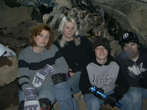 Family Caving - This is me and my kids and my friends too, all caving, we are in the south labyrinth cave in Lava Beds National Monument, Tulelake, Ca.