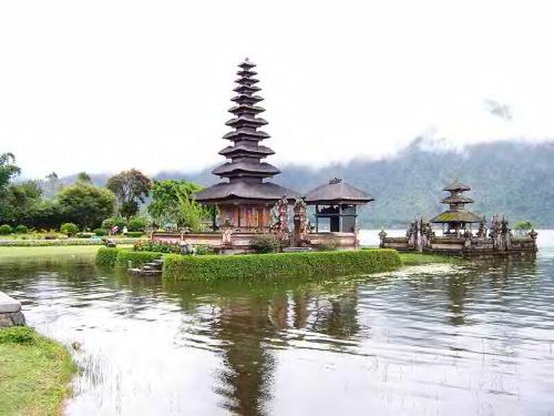 temple on batur lake - temple on batur lake, when the water goes high it will separate from the main land, creating a scenery of a floating temple