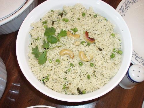 rice - fried pea rice with cashew nuts