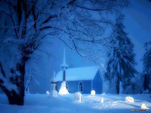 a small house  - it's a snowy day . and this small house just lying under the sky.