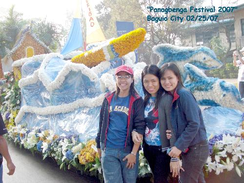 'Panagbenga 2007' at Baguio City, Phils. - With my friends, during the annual celebration of Panagbenga Festival or Flower Blossom Festival in Baguio City, Phils. Our background- a beautiful, colourful float, made of different flowers...
