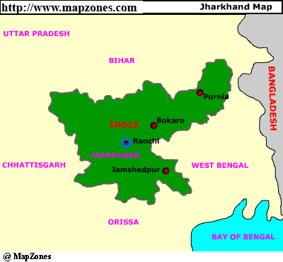 map of Jharkhand - I am from Hazaribag.