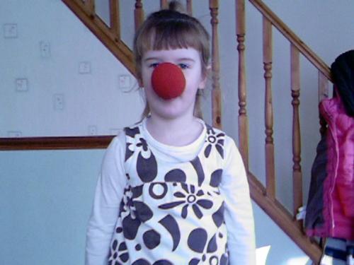 Red Nosed Hannah - This is my five-year old niece, Hannah, wearing her huge nose for this year's Comic Relief!