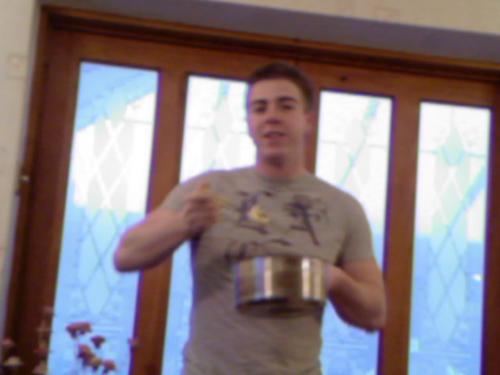 Big Appetite! - This is my brother, Richard, eating left over mashed potatoes from Sunday dinner... right out of the saucepan! Hungry after a night out on the town!