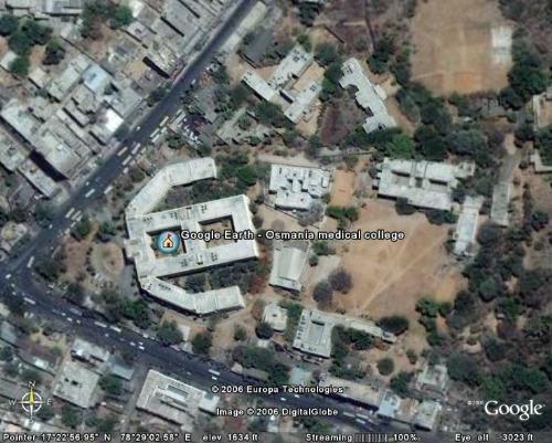OMC --- G earth view - Osmania Medical college !