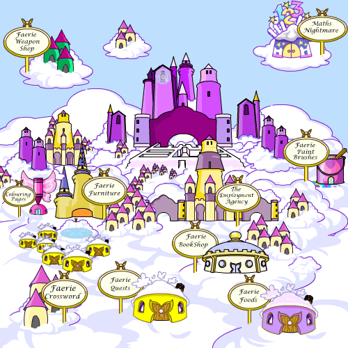 Faerie City - One of the coolest places in all of Neopia! You can do jobs at the Agency, complete quests and even buy faerie food there. And don't forget about The Hidden Tower!