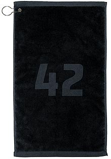 42 Towel - This is a black towel with the number 42 on it.