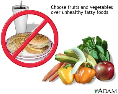 no carbs diet - veggies and fruits instead of unhealthy fatty foods.