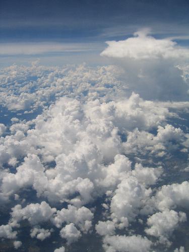 Blue Sky - A big mass of cloud at the back looks like a platform over looking the rest of the world! This one reminds me of a scene in lion king. Where the baboon lifted the lion king (cub) over the cliff. And all the animals in the forest are looking up in awe at the new king!  Use your imagination. What do you see?