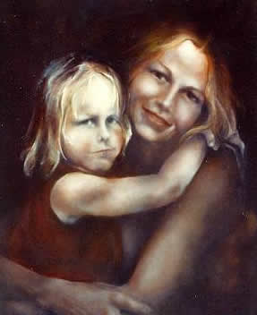 mom and daughter - a painting of a mother and a daughter