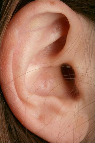 what do you hear? - ear very close-up