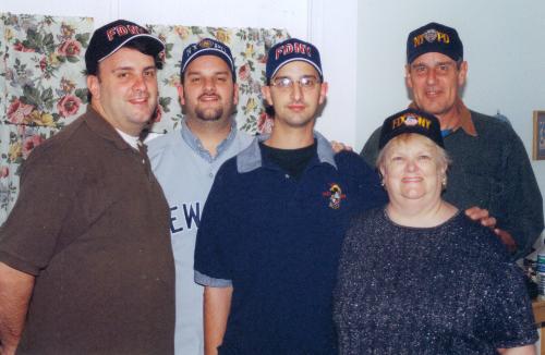 Our boys in 9/11 Firemen and Police hats Dec 2001 - This last couple of days have had me crying at the drop of a hat. 