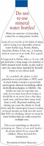 mineral water - re-use of mineral water is poisonous.