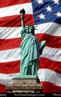 Statue of liberty - Statue of liberty in front of american flag