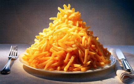 french fries - A plate full of french fries.