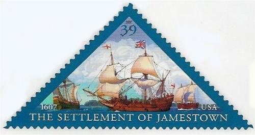 New US triangle stamp - This image is of the new US triange stamp to be issued May 11th commemorating the founding of Jamestown in 1607.
( image is from the Post Office catalog USA Philatelic )

I like it.......What&#039;s your opinion ?

Tom