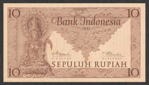 Indonesian money - Indonesian money 10 rupiah 1952