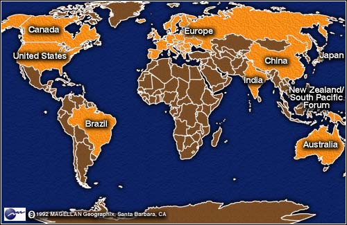 map - Map showing different countries