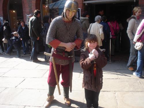 my 7 year old with her viking  - here is Eskarena with her very own viking. Bet she dare not tell him to take his ear rings out and shove his head up his bottom blessed be