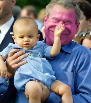 bush loves kids - bush loves little children. in reality check out his expression when kid punch his face out. lolz
