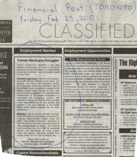 employment wanted - employment wanted by smuggler
