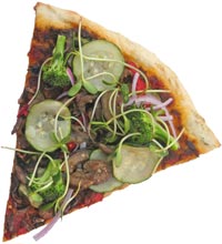 veggie pizza - a slice of veggie pizza.