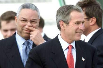 Bush Stinks? - Well I found this pic through Google. I find it so funny! I don't think Powell meant what he did here. It's just the photographer who made such humor that Bush stinks! Haha.