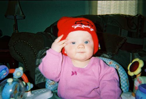 My daughter - My daughter Isabella. This is when she was about 10 months old. Wearing her racing hat!