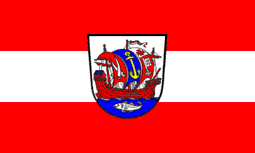 Flag of Bremerhaven, Germany with the coat of arms - Flag of Bremerhaven, Germany with the coat of arms in the center, with a background of 2 red stripes & 1 white