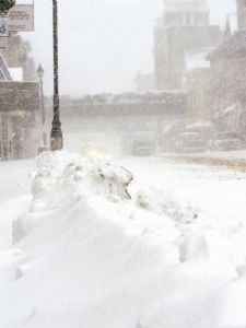 Picture taken today in my town - This is a photo of the street downtown today. Snow, bleh!