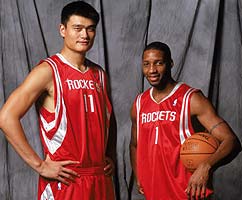 big yao and his teammate t-mac - yao ming and t-mac