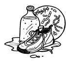 germs - a picture of bacteria,shoes and germs.