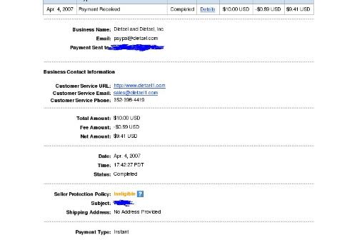 Dietzel payment - This is proof of my payment from CashLagoon.com